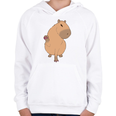 PRINTFASHION Körmös capybara - Gyerek kapucnis pulóver - Fehér