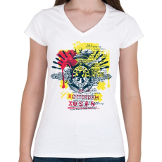PRINTFASHION Korona minták rotterdam - Női V-nyakú póló - Fehér