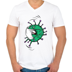 PRINTFASHION Korona vírus - Férfi V-nyakú póló - Fehér