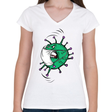 PRINTFASHION Korona vírus - Női V-nyakú póló - Fehér női póló
