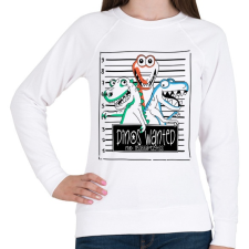 PRINTFASHION Körözött dínók - Női pulóver - Fehér női pulóver, kardigán