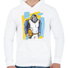 PRINTFASHION Kosaras gorilla - Férfi kapucnis pulóver - Fehér