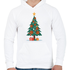 PRINTFASHION Kosaras karácsonyfa - Férfi kapucnis pulóver - Fehér férfi pulóver, kardigán