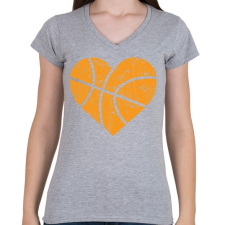 PRINTFASHION Kosaras szív - Női V-nyakú póló - Sport szürke női póló