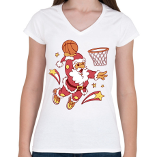 PRINTFASHION Kosaras télapó - Női V-nyakú póló - Fehér