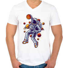 PRINTFASHION Kosaras űrhajós - Férfi V-nyakú póló - Fehér férfi póló
