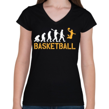 PRINTFASHION Kosárlabda evolúció - Női V-nyakú póló - Fekete női póló