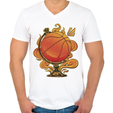 PRINTFASHION Kosárlabda - Férfi V-nyakú póló - Fehér férfi póló