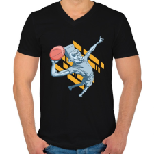 PRINTFASHION kosárlabda - Férfi V-nyakú póló - Fekete férfi póló