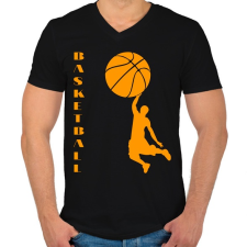 PRINTFASHION Kosárlabda  - Férfi V-nyakú póló - Fekete férfi póló