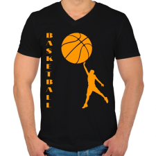 PRINTFASHION Kosárlabda  - Férfi V-nyakú póló - Fekete férfi póló