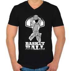 PRINTFASHION Kosárlabda - Férfi V-nyakú póló - Fekete