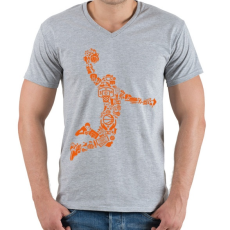 PRINTFASHION Kosárlabda játékos - Férfi V-nyakú póló - Sport szürke