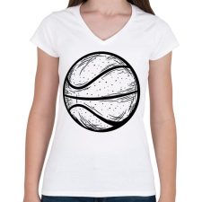 PRINTFASHION Kosárlabda - Női V-nyakú póló - Fehér női póló