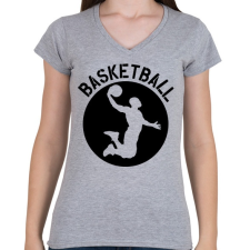 PRINTFASHION Kosárlabda - Női V-nyakú póló - Sport szürke női póló