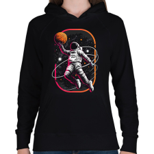 PRINTFASHION Kosárlabdás asztronauta - Női kapucnis pulóver - Fekete női pulóver, kardigán