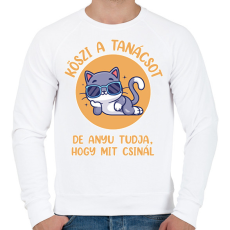PRINTFASHION Köszi a tanácsot - Férfi pulóver - Fehér