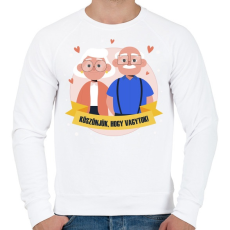 PRINTFASHION Köszönjük, hogy vagytok - Férfi pulóver - Fehér