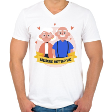 PRINTFASHION Köszönjük, hogy vagytok - Férfi V-nyakú póló - Fehér férfi póló