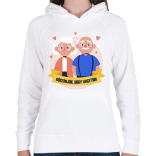 PRINTFASHION Köszönjük, hogy vagytok - Női kapucnis pulóver - Fehér női pulóver, kardigán