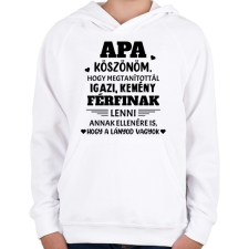 PRINTFASHION Köszönöm apa - fekete - Gyerek kapucnis pulóver - Fehér gyerek pulóver, kardigán