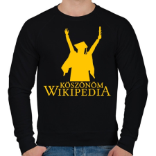 PRINTFASHION Köszönöm Wikipedia - Férfi pulóver - Fekete férfi pulóver, kardigán
