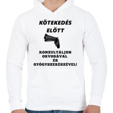 PRINTFASHION KÖTEKEDÉS ELŐTT - Férfi kapucnis pulóver - Fehér férfi pulóver, kardigán