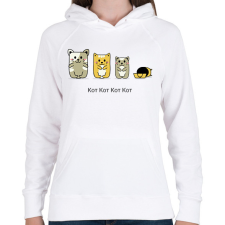 PRINTFASHION kotkotkotkot - Női kapucnis pulóver - Fehér női pulóver, kardigán