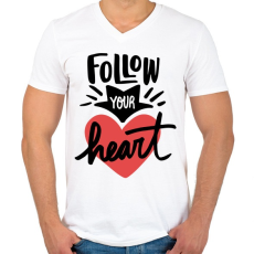 PRINTFASHION Kövesd a szíved - Férfi V-nyakú póló - Fehér