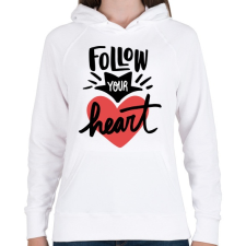 PRINTFASHION Kövesd a szíved - Női kapucnis pulóver - Fehér női pulóver, kardigán