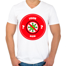 PRINTFASHION Kovid - Férfi V-nyakú póló - Fehér férfi póló