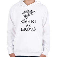 PRINTFASHION Közeleg az esküvő - Gyerek kapucnis pulóver - Fehér