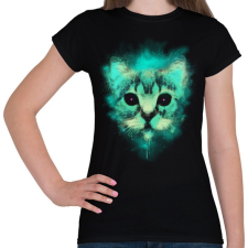PRINTFASHION Kozmosz macska - Női póló - Fekete női póló