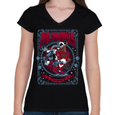 PRINTFASHION Krampus sötét karácsony - Női V-nyakú póló - Fekete női póló