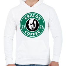 PRINTFASHION Kratos Coffee - Férfi kapucnis pulóver - Fehér férfi pulóver, kardigán