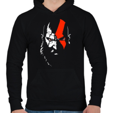 PRINTFASHION Kratos - Férfi kapucnis pulóver - Fekete férfi pulóver, kardigán