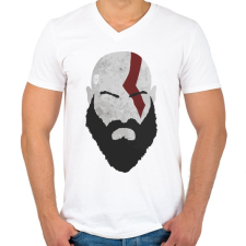 PRINTFASHION Kratos - Férfi V-nyakú póló - Fehér férfi póló