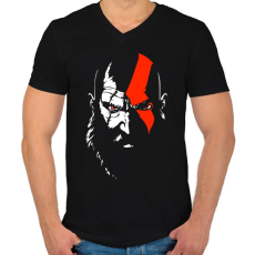 PRINTFASHION Kratos  - Férfi V-nyakú póló - Fekete