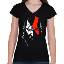 PRINTFASHION Kratos  - Női V-nyakú póló - Fekete női póló