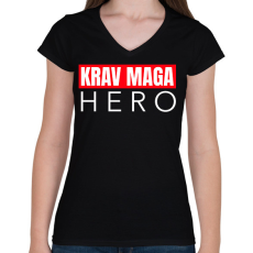 PRINTFASHION KRAV MAGA HERO - Női V-nyakú póló - Fekete