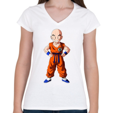 PRINTFASHION Krillin - Női V-nyakú póló - Fehér női póló