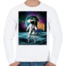 PRINTFASHION Kripto az űrben - Férfi pulóver - Fehér férfi pulóver, kardigán