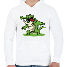PRINTFASHION Krokodil  - Férfi kapucnis pulóver - Fehér férfi pulóver, kardigán