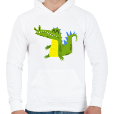 PRINTFASHION Krokodil  - Férfi kapucnis pulóver - Fehér
