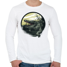 PRINTFASHION Krokodil grafika - Férfi hosszú ujjú póló - Fehér