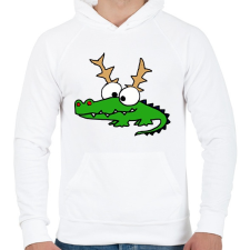 PRINTFASHION Krokodil Rudolf - Férfi kapucnis pulóver - Fehér férfi pulóver, kardigán