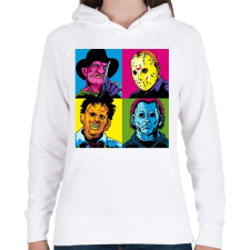 PRINTFASHION Krueger és a haverok - Női kapucnis pulóver - Fehér női pulóver, kardigán