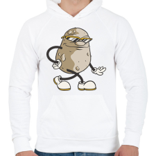 PRINTFASHION Krumpli - Férfi kapucnis pulóver - Fehér férfi pulóver, kardigán