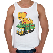 PRINTFASHION Kukásautó és dínó - Férfi atléta - Fehér atléta, trikó