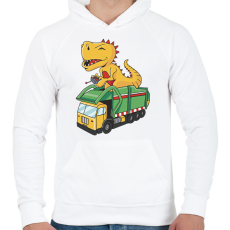 PRINTFASHION Kukásautó és dínó - Férfi kapucnis pulóver - Fehér
